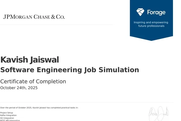 Software Engineering Job Simulation (J.P. Morgan)